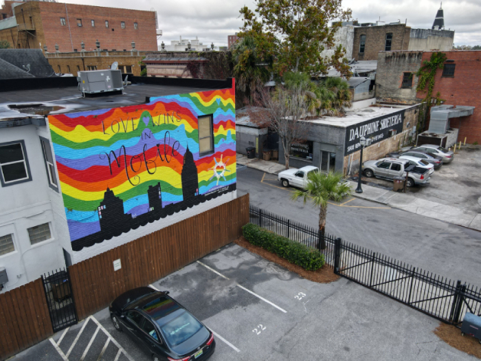 Love Wins in Mobile mural - Hannah Legg artist