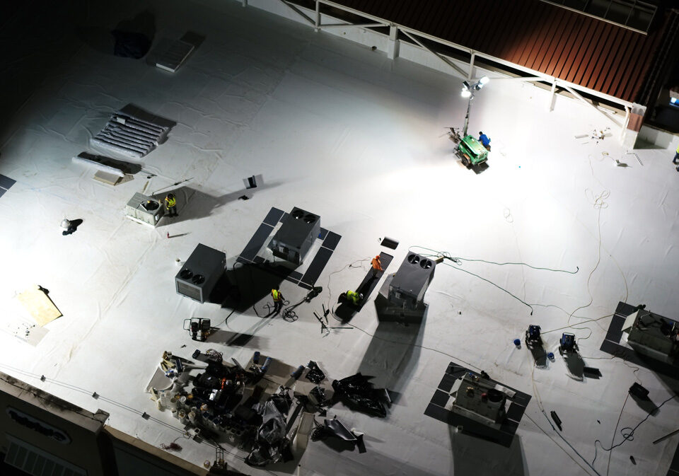 arial view of a commercial roof