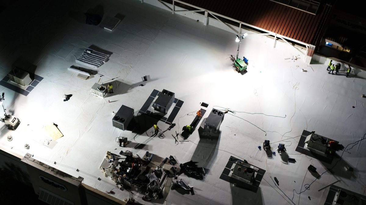 arial view of a commercial roof